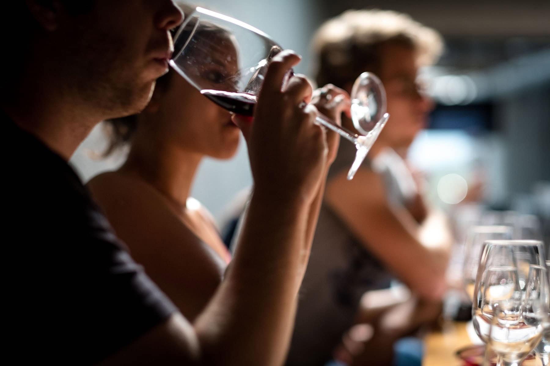Guests tasting wine